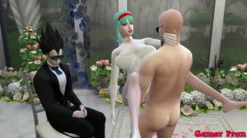 Dragon Ball Porn Epi 24 Beautiful Newlywed Wife at her Wedding they take erotic photos in front of her Cuckold Husband fucked by the Old Man Netorare Hentai